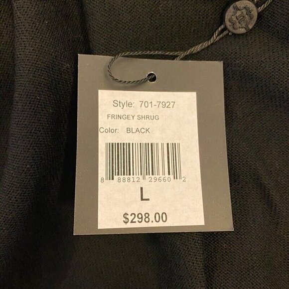 NEW Nanette Lepore Women's Fringey Sweater Shrug Black Merino Wool Large - Picture 5 of 6